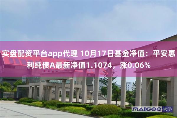 实盘配资平台app代理 10月17日基金净值：平安惠利纯债A最新净值1.1074，涨0.06%