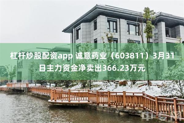杠杆炒股配资app 诚意药业（603811）3月31日主力资金净卖出366.23万元
